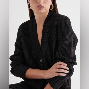 Express Black Cardigan Sweater V-Neck Relaxed Fit